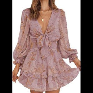 Womens Floral Print Swing Mini Dress